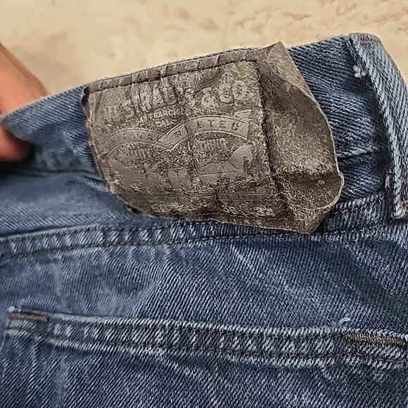 Levis Mens 501 Button Fly Jeans Sz 32x30 Dark Wash 100% Cotton - Picture 11 of 16